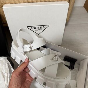 Prada White Chunky Sandals